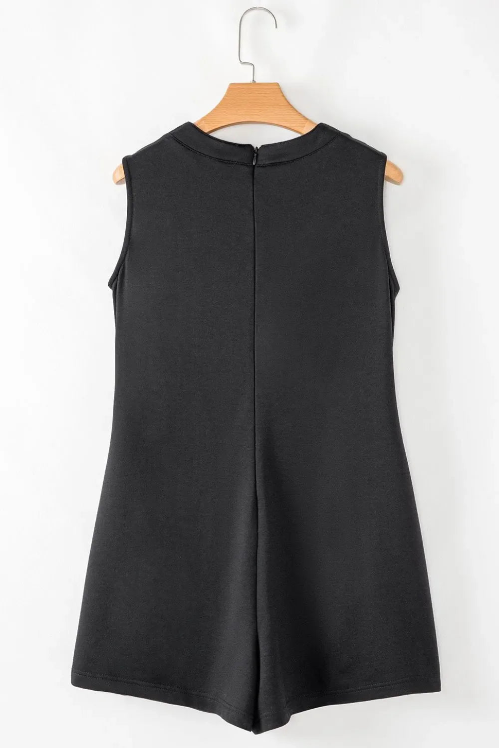Tie V Neck Pintuck Sleeveless Loose Romper – Black for Shopify Collective (13 view)