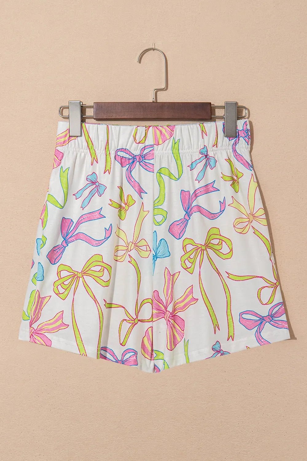 Cheerful Bow Print Elastic Pull On Casual Shorts – Floral by Simply Love