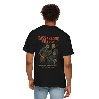 Bass & Blood Fest 2025 T-Shirt – Zombie Rock Concert Tee | Full - Front Print Festival Shirt – Black T-Shirt for Band Merchandise (9 view)
