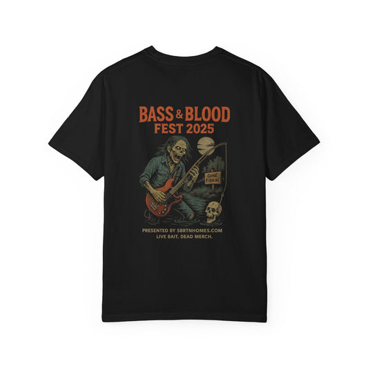 Bass & Blood Fest 2025 T-Shirt – Zombie Rock Concert Tee | Full - Front Print Festival Shirt – Black T-Shirt for Band Merchandise (2 view)
