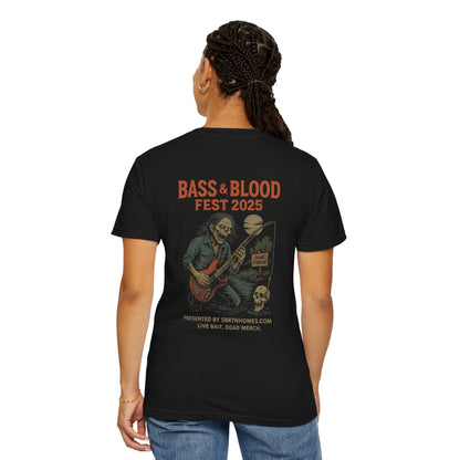 Bass & Blood Fest 2025 T-Shirt – Zombie Rock Concert Tee | Full - Front Print Festival Shirt – Black T-Shirt for Band Merchandise (7 view)
