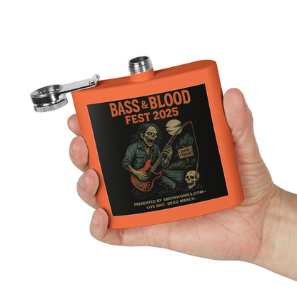 Bass & Blood Fest Stainless Steel Flask, 6oz - Perfect for Festivals, Gifts, and Outdoor Adventures, Unique Music Lover Accessory – 6oz Mug for Bass Guitar Design (17 view)