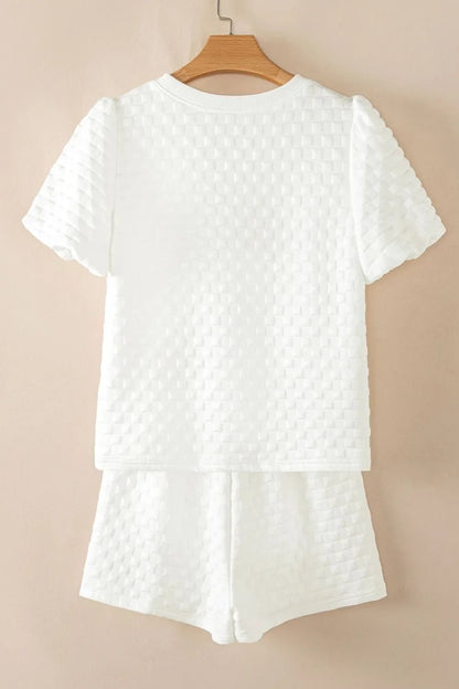 Checkered Texture Top and Shorts Set – White for Shopify Collective (7 view)
