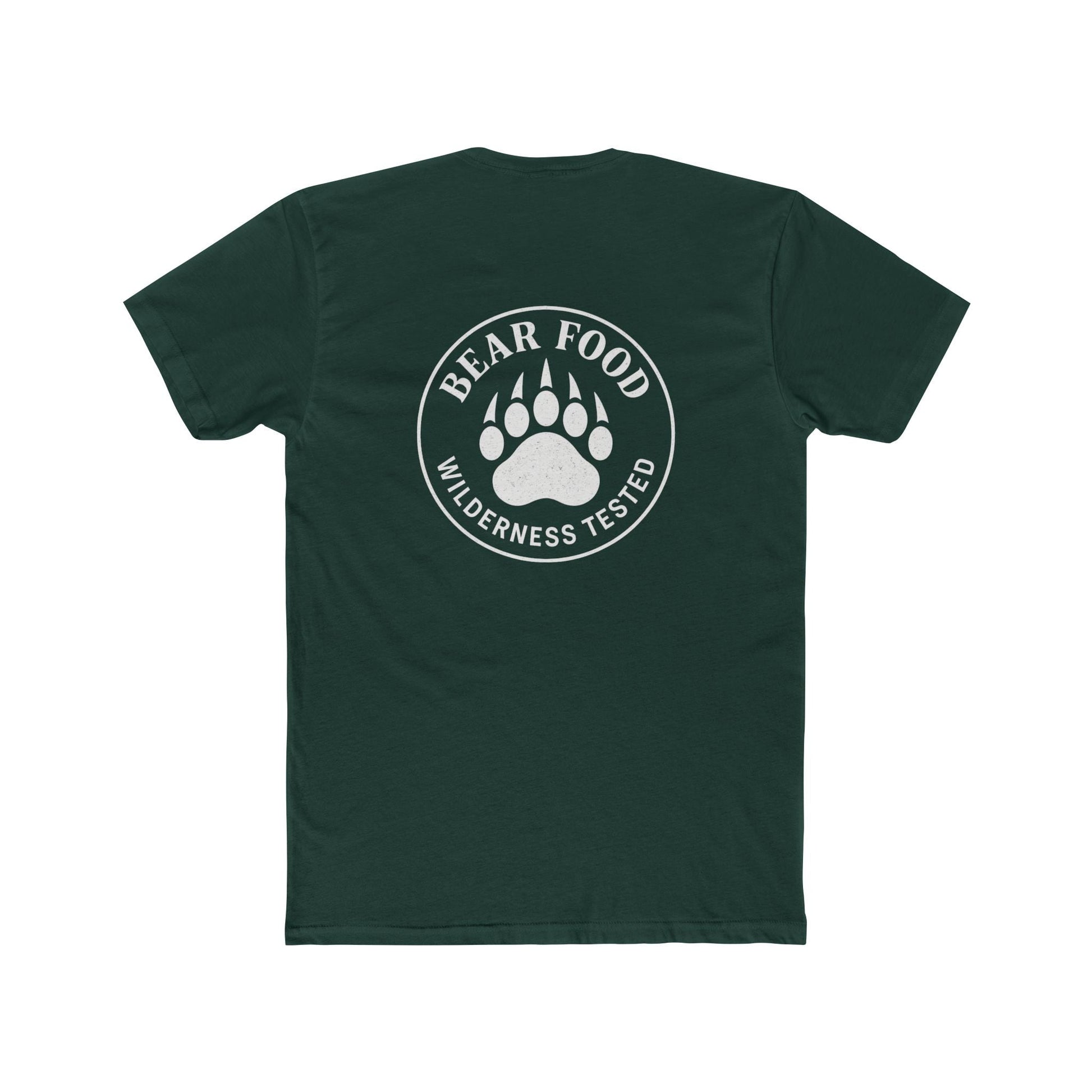Bear Food Tee – Wilderness Tested Graphic Shirt White logo | Outdoor Adventure Apparel – Solid Forest Green T-Shirt for adventure (12 view)