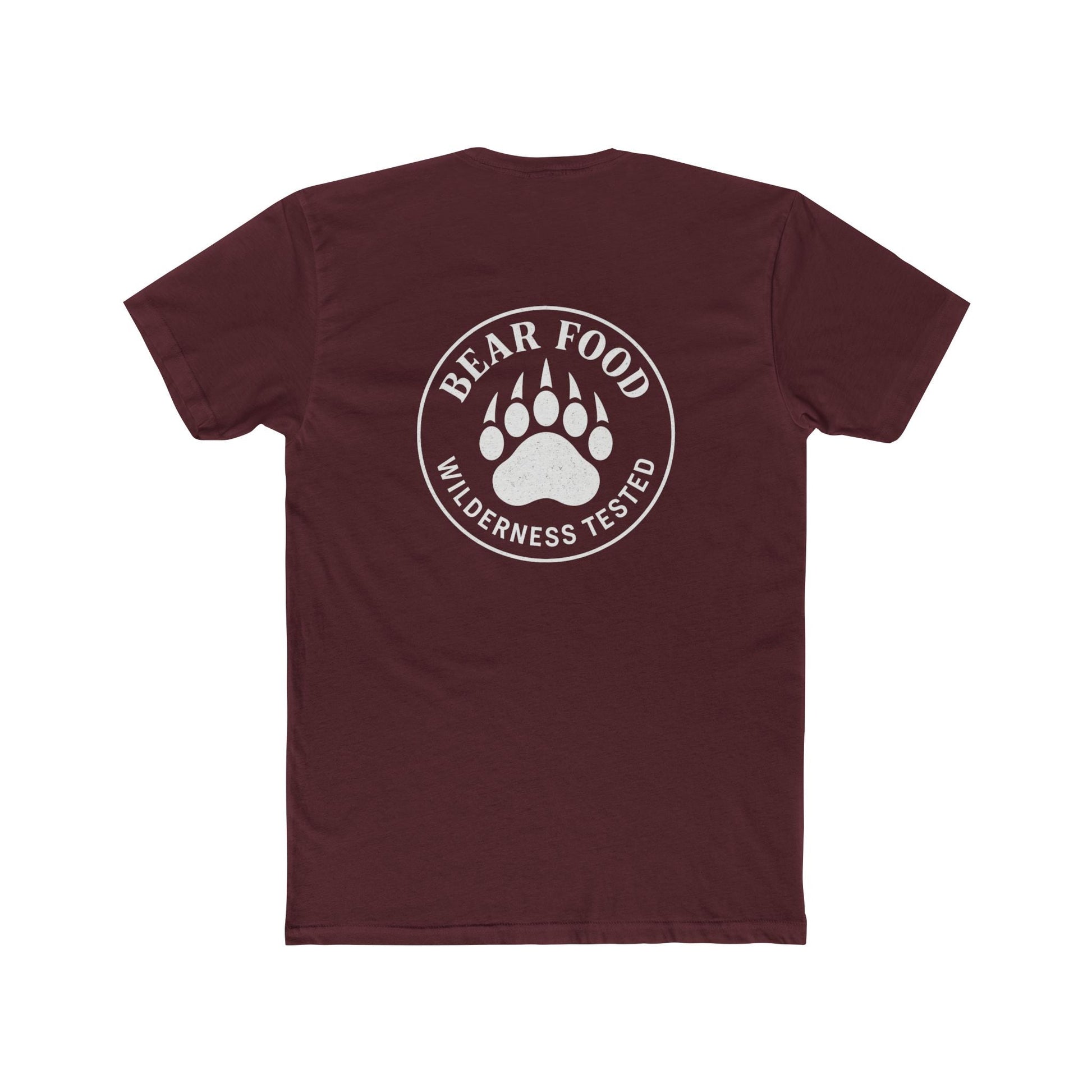 Bear Food Tee – Wilderness Tested Graphic Shirt White logo | Outdoor Adventure Apparel – Solid Maroon T-Shirt for adventure (28 view)