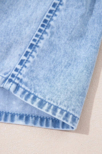 Bow Detail Spaghetti Straps Ruffle Hem Denim Dress – Light Blue Dresses for Shopify Collective (11 view)