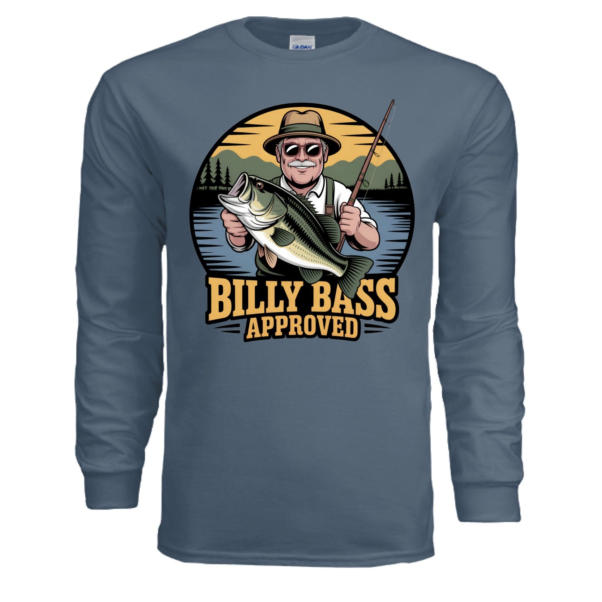 Billy Bass Approved Long Sleeve Shirt – Classic Fishing Humor for True Outdoorsmen | Hunt Fish & Chill – INDIGO BLUE T-Shirt for Apparel (16 view)