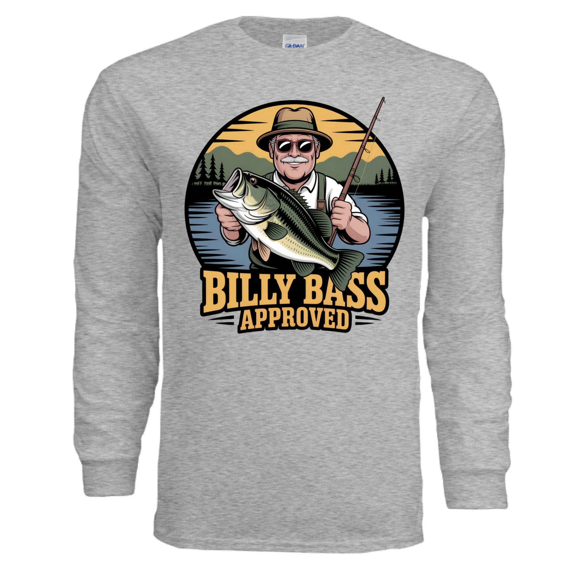 Billy Bass Approved Long Sleeve Shirt – Classic Fishing Humor for True Outdoorsmen | Hunt Fish & Chill – SPORT GREY T-Shirt for Apparel (4 view)