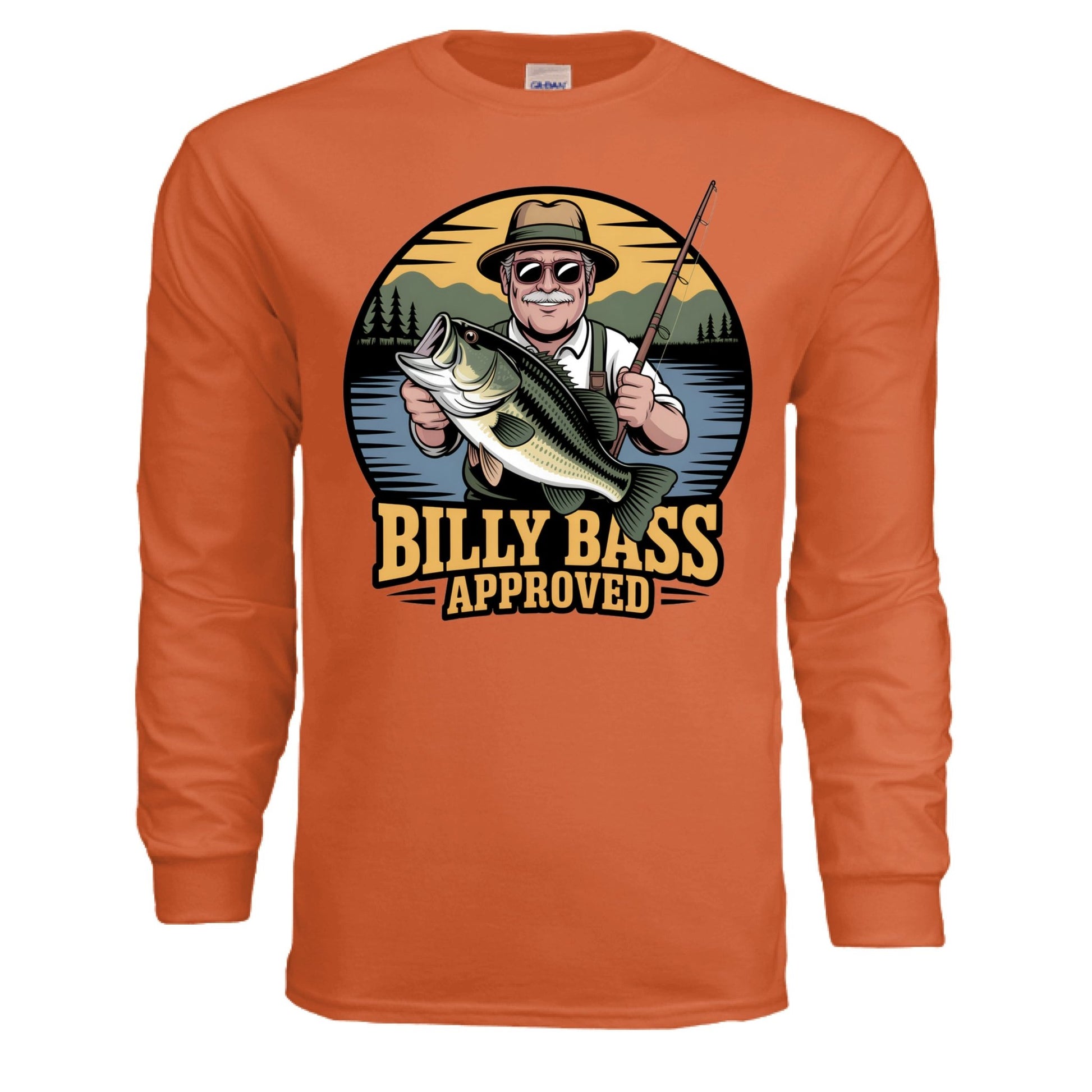 Billy Bass Approved Long Sleeve Shirt – Classic Fishing Humor for True Outdoorsmen | Hunt Fish & Chill – ORANGE T-Shirt for Apparel (13 view)
