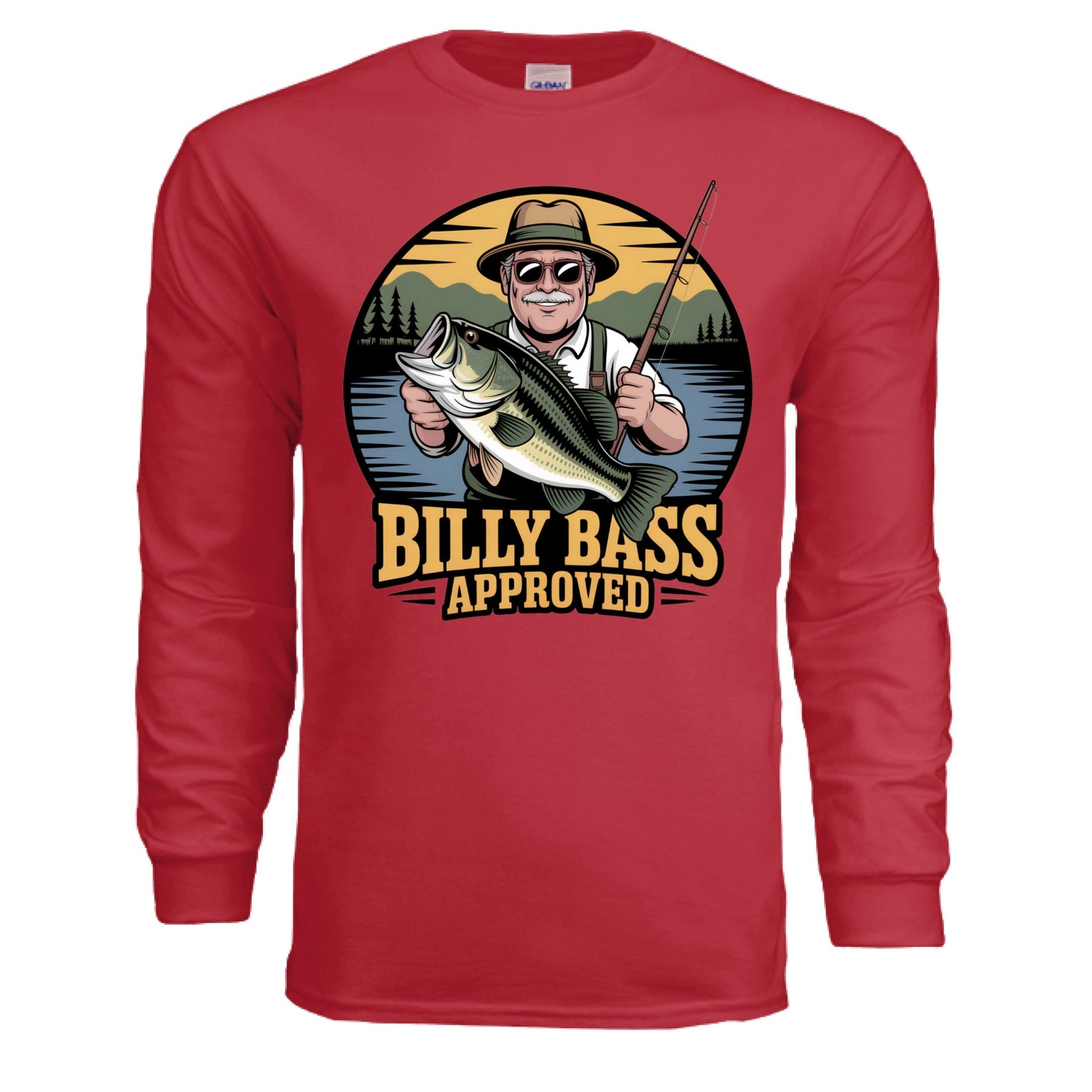 Billy Bass Approved Long Sleeve Shirt – Classic Fishing Humor for True Outdoorsmen | Hunt Fish & Chill – RED T-Shirt for Apparel (10 view)