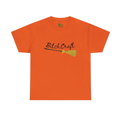 BitchCraft Broomstick Tee – Witchy Humor & Halloween Vibes | Graphic T-Shirts – Orange T-Shirt for Casual Wear (1 view)