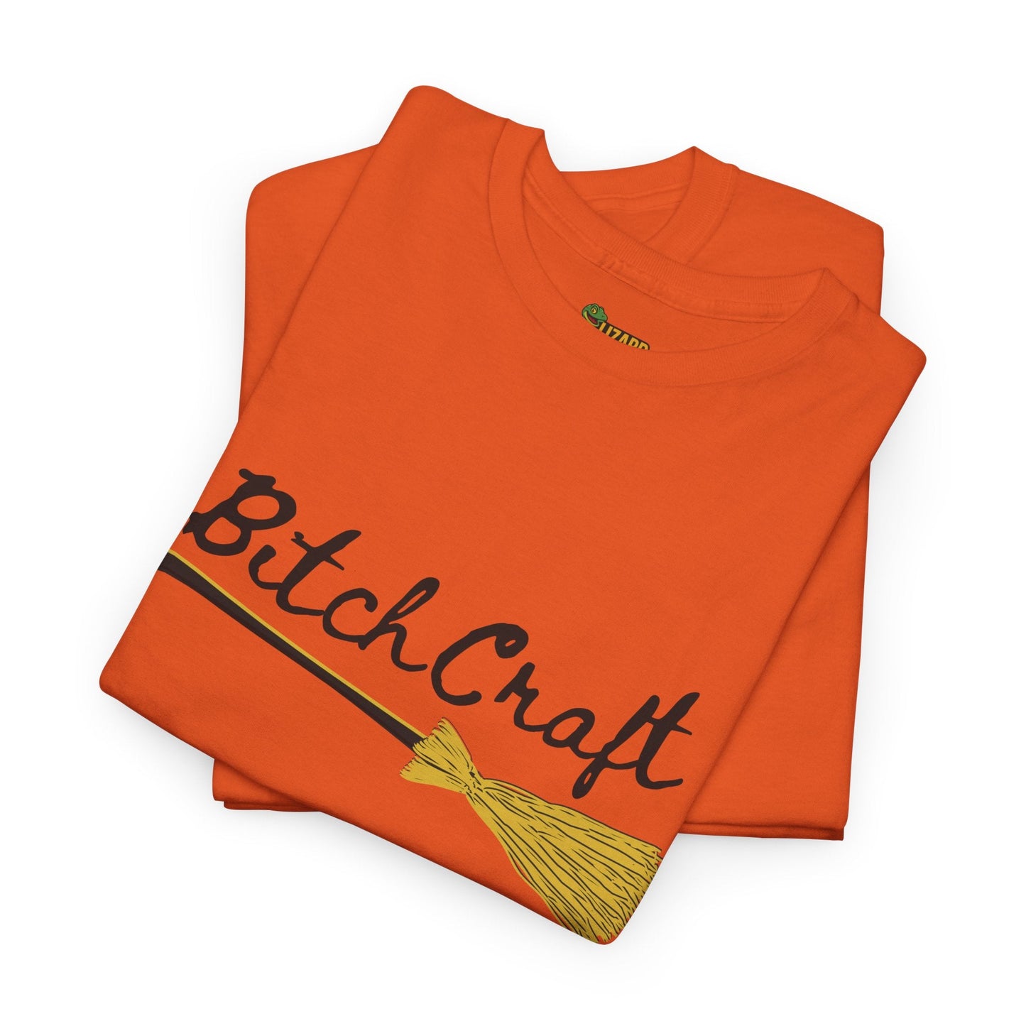 BitchCraft Broomstick Tee – Witchy Humor & Halloween Vibes | Graphic T-Shirts – Orange T-Shirt for Casual Wear (3 view)