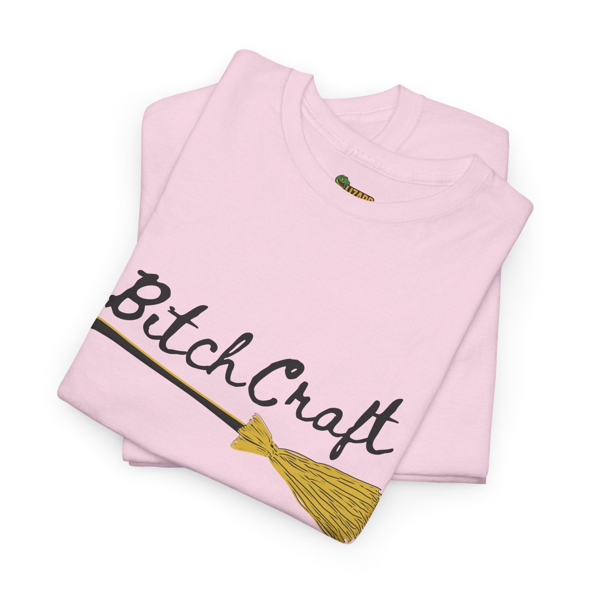 BitchCraft Broomstick Tee – Witchy Humor & Halloween Vibes | Graphic T-Shirts – Light Pink T-Shirt for Casual Wear (23 view)