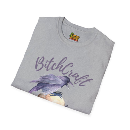 BitchCraft Raven & Skull Tee – Witchy Gothic Vibes | Graphic T-Shirts – Sport Grey T-Shirt for Alternative Fashion (7 view)