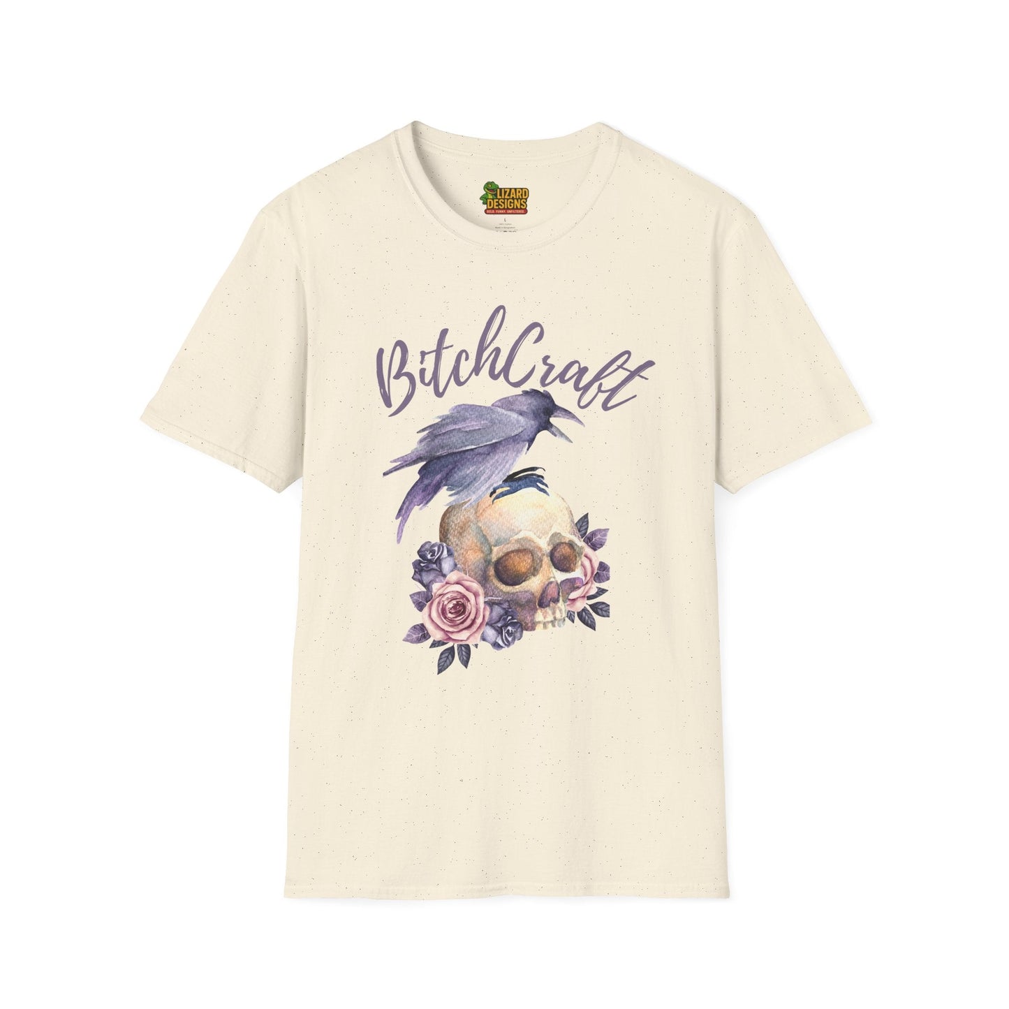 BitchCraft Raven & Skull Tee – Witchy Gothic Vibes | Graphic T-Shirts – Natural T-Shirt for Alternative Fashion (9 view)
