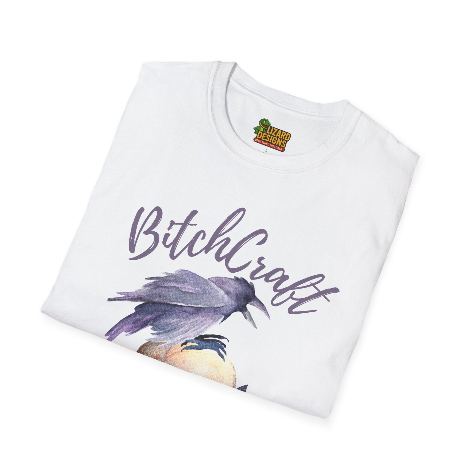 BitchCraft Raven & Skull Tee – Witchy Gothic Vibes | Graphic T-Shirts – White T-Shirt for Alternative Fashion (3 view)