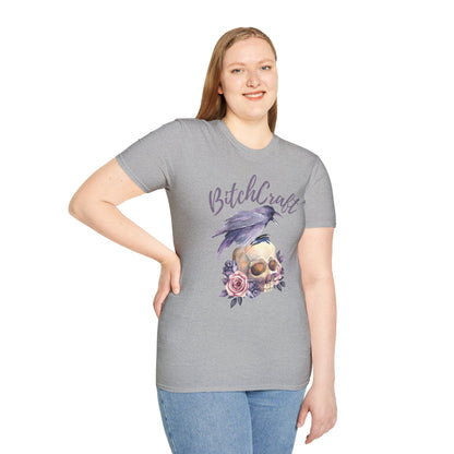 BitchCraft Raven & Skull Tee – Witchy Gothic Vibes | Graphic T-Shirts – Sport Grey T-Shirt for Alternative Fashion (8 view)