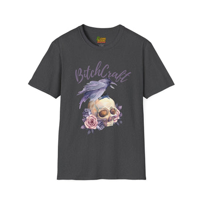 BitchCraft Raven & Skull Tee – Witchy Gothic Vibes | Graphic T-Shirts – Dark Heather T-Shirt for Alternative Fashion (13 view)