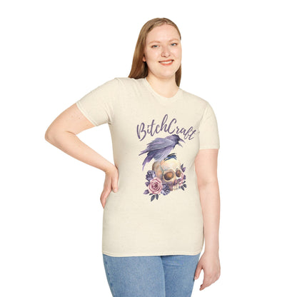 BitchCraft Raven & Skull Tee – Witchy Gothic Vibes | Graphic T-Shirts – Natural T-Shirt for Alternative Fashion (12 view)