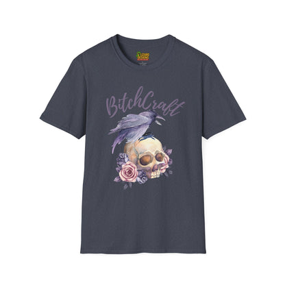 BitchCraft Raven & Skull Tee – Witchy Gothic Vibes | Graphic T-Shirts – Heather Navy T-Shirt for Alternative Fashion (25 view)