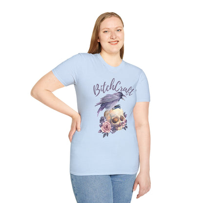 BitchCraft Raven & Skull Tee – Witchy Gothic Vibes | Graphic T-Shirts – Light Blue T-Shirt for Alternative Fashion (20 view)