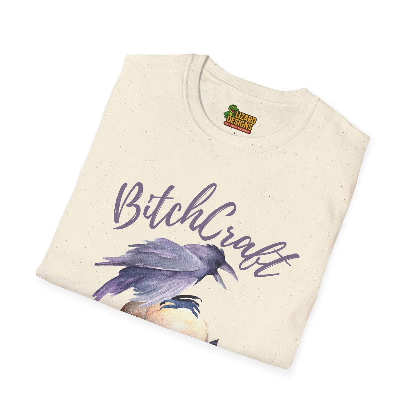 BitchCraft Raven & Skull Tee – Witchy Gothic Vibes | Graphic T-Shirts – Natural T-Shirt for Alternative Fashion (11 view)