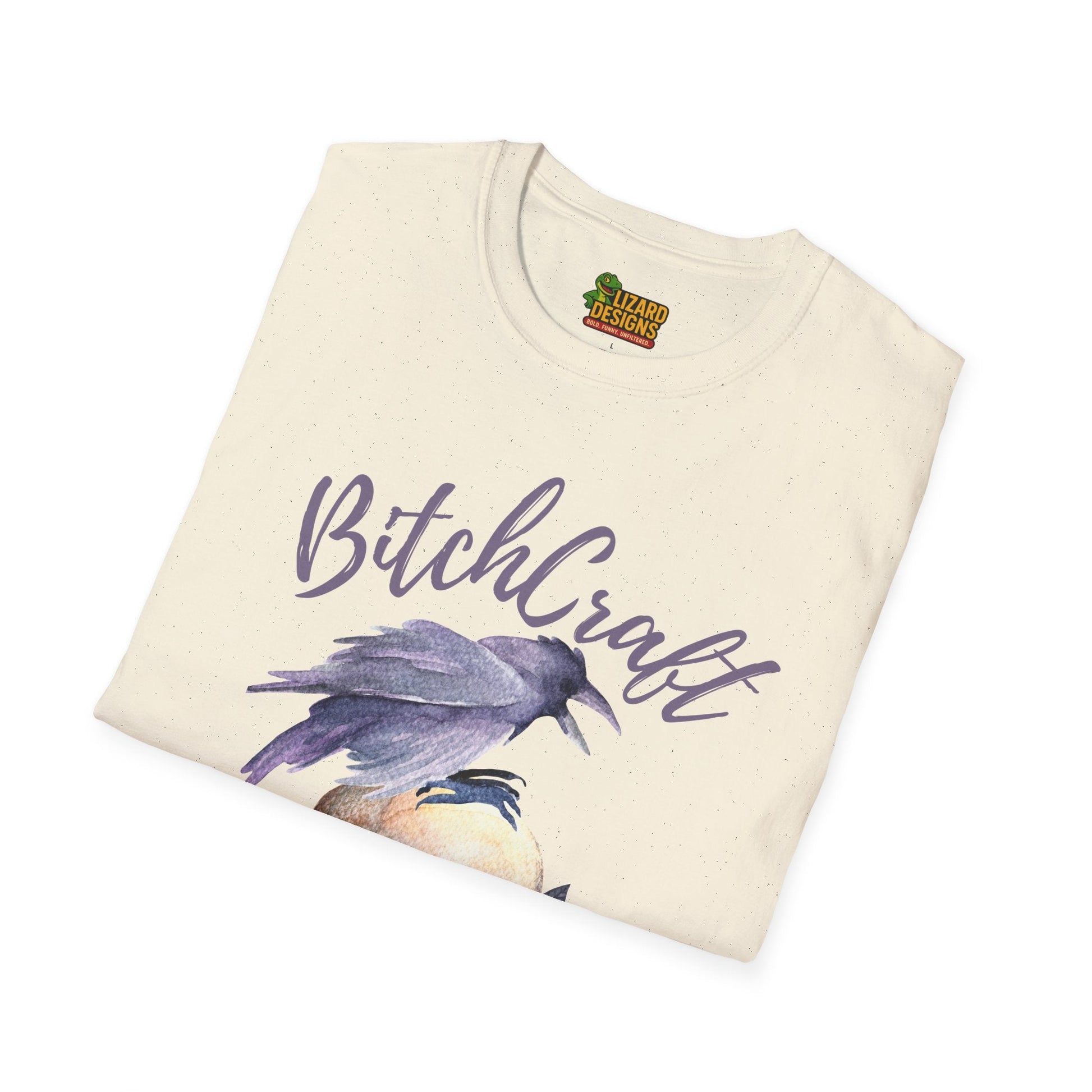 BitchCraft Raven & Skull Tee – Witchy Gothic Vibes | Graphic T-Shirts – Natural T-Shirt for Alternative Fashion (11 view)
