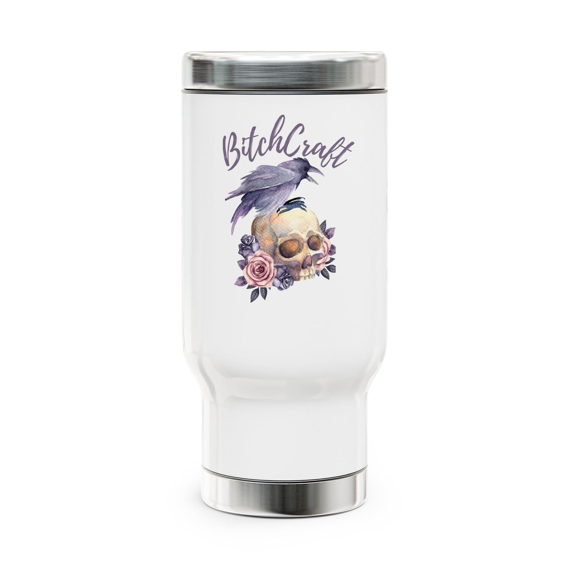 BitchCraft Travel Mug, Coffee Cup for Witches, Cool Skull Design, Perfect Gift for Halloween, Road Trips, & Daily Use – 14oz Mug for Beverage Container (1 view)