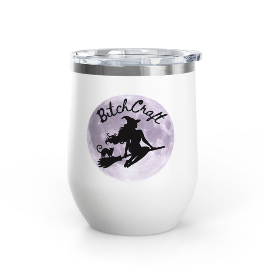 BitchCraft Wine Tumbler, 12oz | Perfect for Witches, Halloween Parties, Gifts, or Cozy Nights In – 12oz Mug for Beverage Container (1 view)