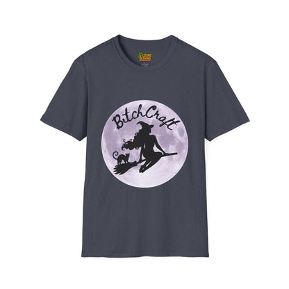 BitchCraft Witch & Cat Tee – Purple Moon Witchy Vibes | Graphic T-Shirts – Heather Navy T-Shirt for Alternative Fashion (25 view)