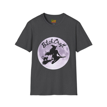 BitchCraft Witch & Cat Tee – Purple Moon Witchy Vibes | Graphic T-Shirts – Dark Heather T-Shirt for Alternative Fashion (13 view)