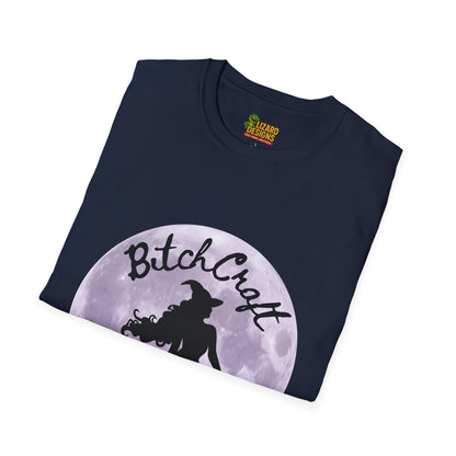 BitchCraft Witch & Cat Tee – Purple Moon Witchy Vibes | Graphic T-Shirts – Navy T-Shirt for Alternative Fashion (44 view)