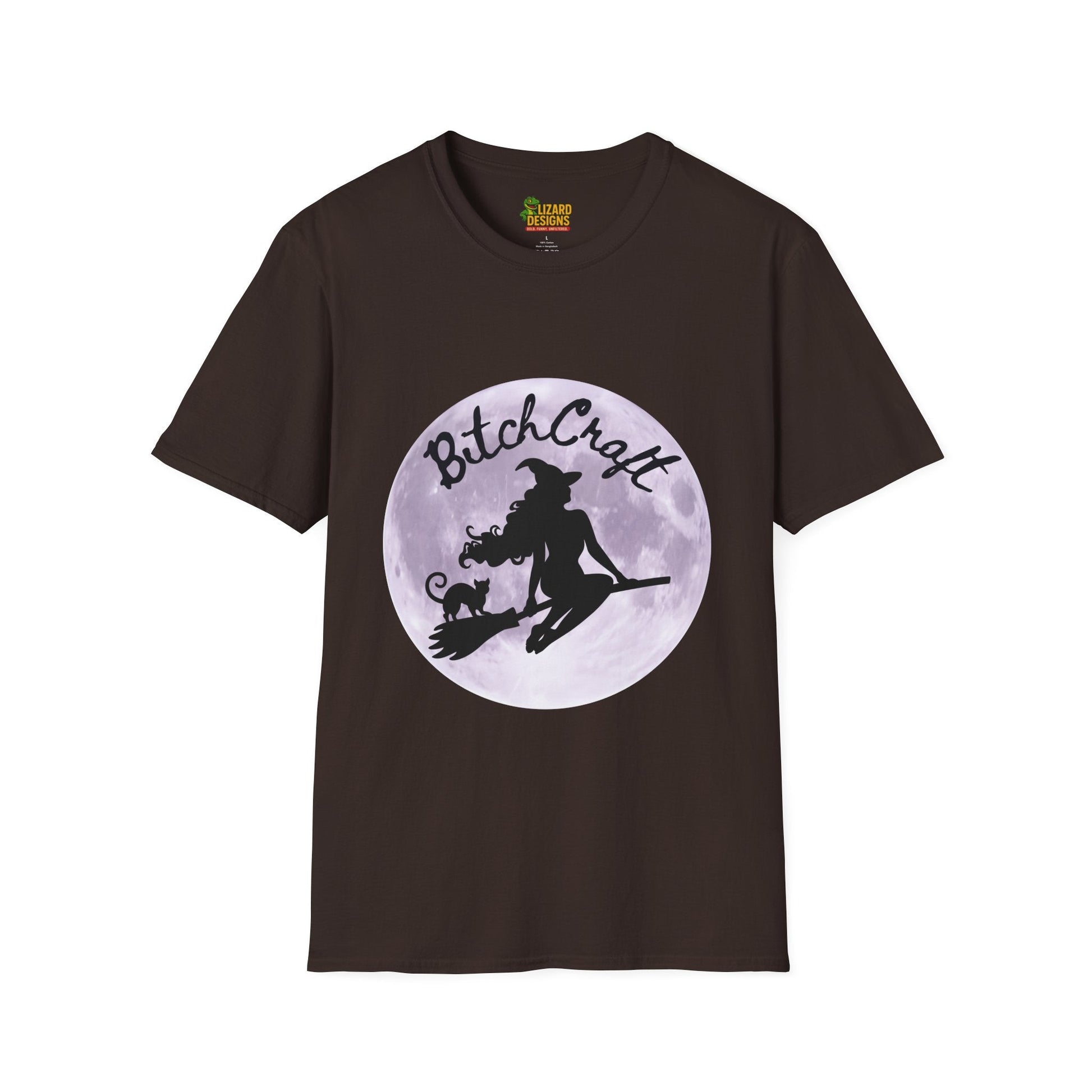 BitchCraft Witch & Cat Tee – Purple Moon Witchy Vibes | Graphic T-Shirts – Dark Chocolate T-Shirt for Alternative Fashion (33 view)