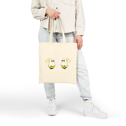 Boobees Canvas Tote – Funny Halloween Ghost Bee Bag | Reusable & Ridiculously Cute – Natural Bags for Beach Day Tote (4 view)