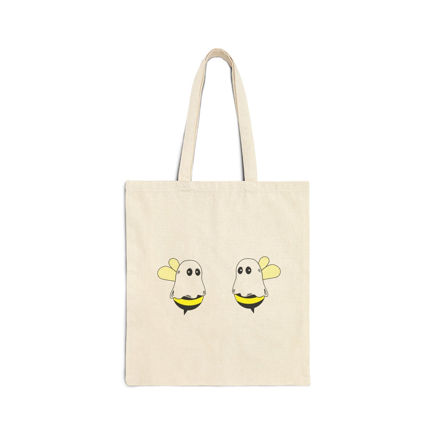 Boobees Canvas Tote – Funny Halloween Ghost Bee Bag | Reusable & Ridiculously Cute – Natural Bags for Beach Day Tote (1 view)
