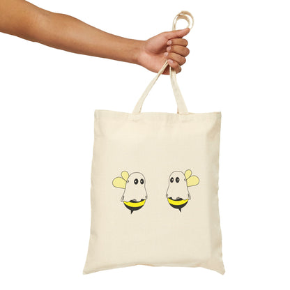 Boobees Canvas Tote – Funny Halloween Ghost Bee Bag | Reusable & Ridiculously Cute – Natural Bags for Beach Day Tote (5 view)
