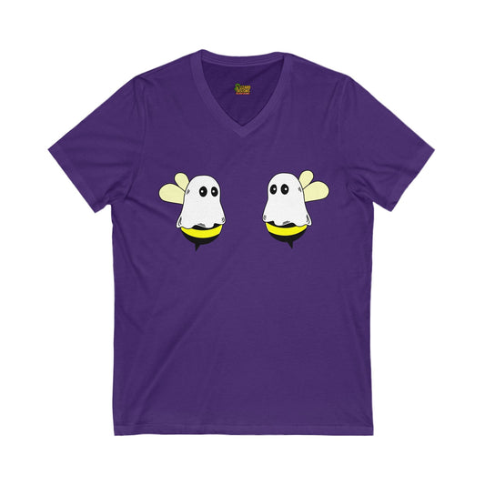 Boobees Unisex V - Neck T-Shirt – Cute & Spooky Bee Ghost Tee | Funny Halloween Shirt – Team Purple V - neck for bee lovers gift (13 view)