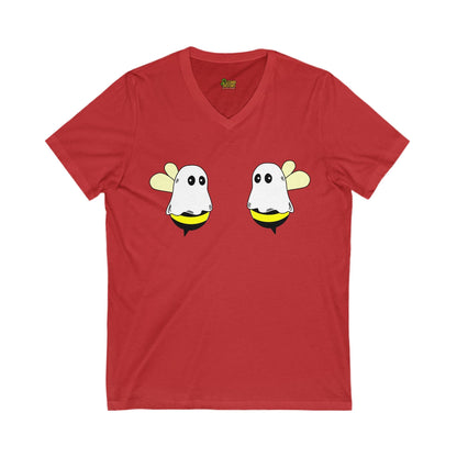 Boobees Unisex V - Neck T-Shirt – Cute & Spooky Bee Ghost Tee | Funny Halloween Shirt – Red V - neck for bee lovers gift (15 view)