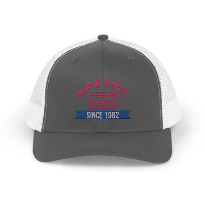 Boom Box Hero Since [Your Year] – Personalized Retro Snapback Trucker Cap – Charcoal / White Hats for Casual Accessories (7 view)