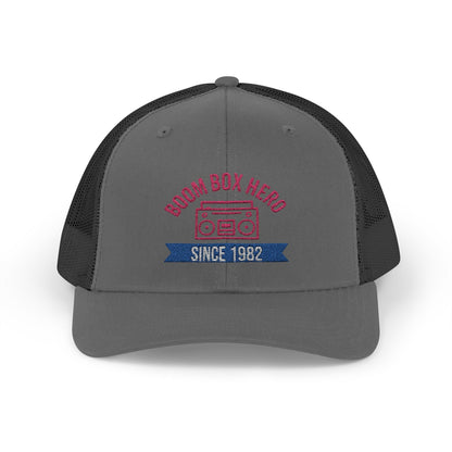 Boom Box Hero Since [Your Year] – Personalized Retro Snapback Trucker Cap – Charcoal / Black Hats for Casual Accessories (15 view)