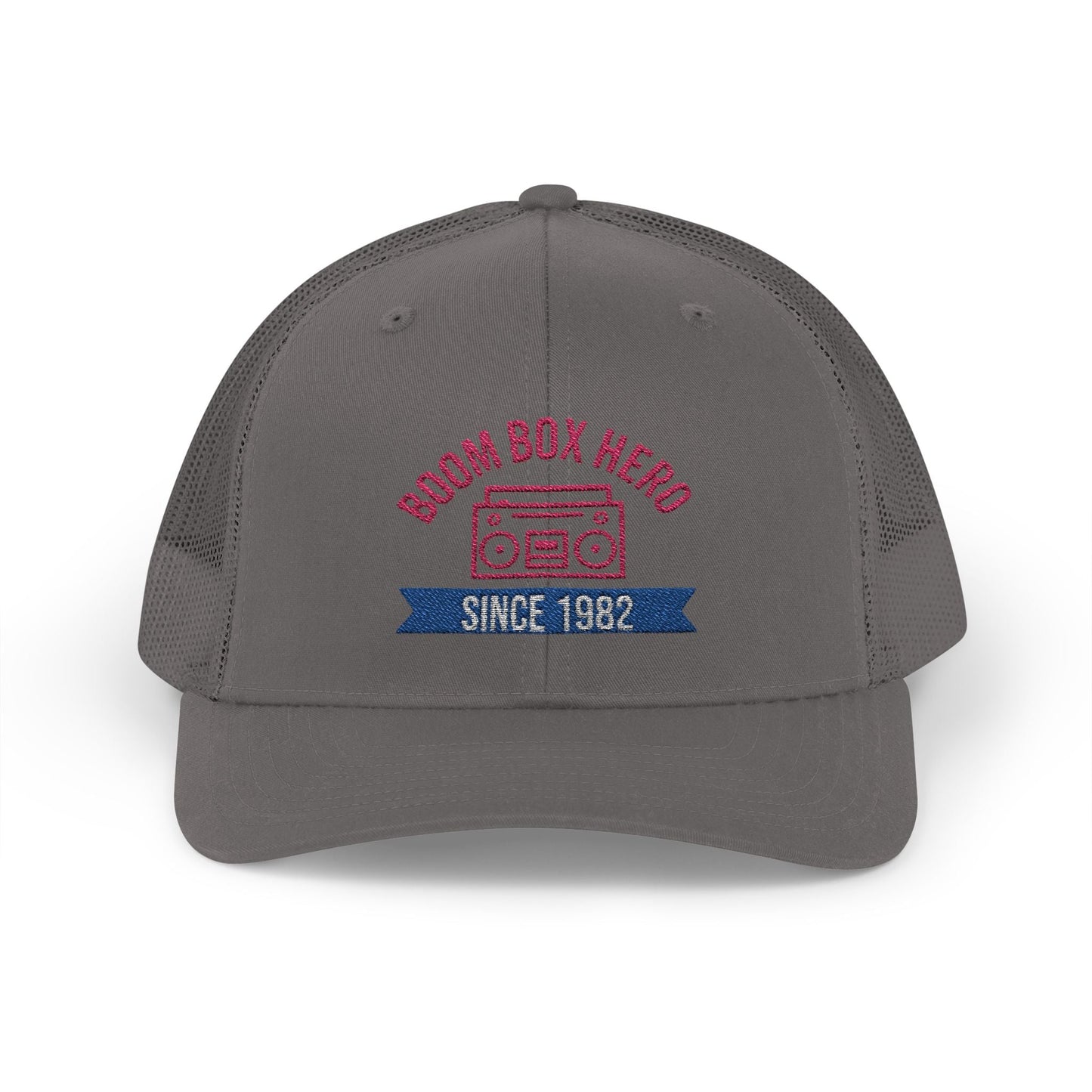 Boom Box Hero Since [Your Year] – Personalized Retro Snapback Trucker Cap – Charcoal Hats for Casual Accessories (5 view)