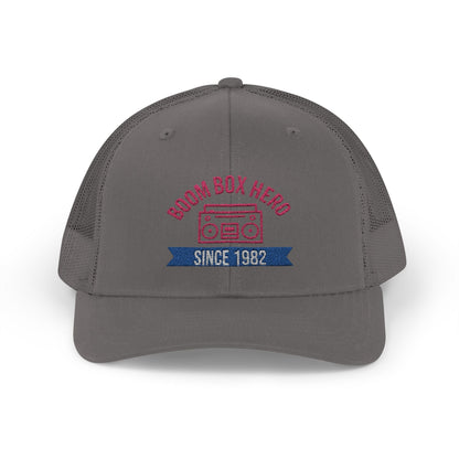 Boom Box Hero Since [Your Year] – Personalized Retro Snapback Trucker Cap – Charcoal Hats for Casual Accessories (5 view)