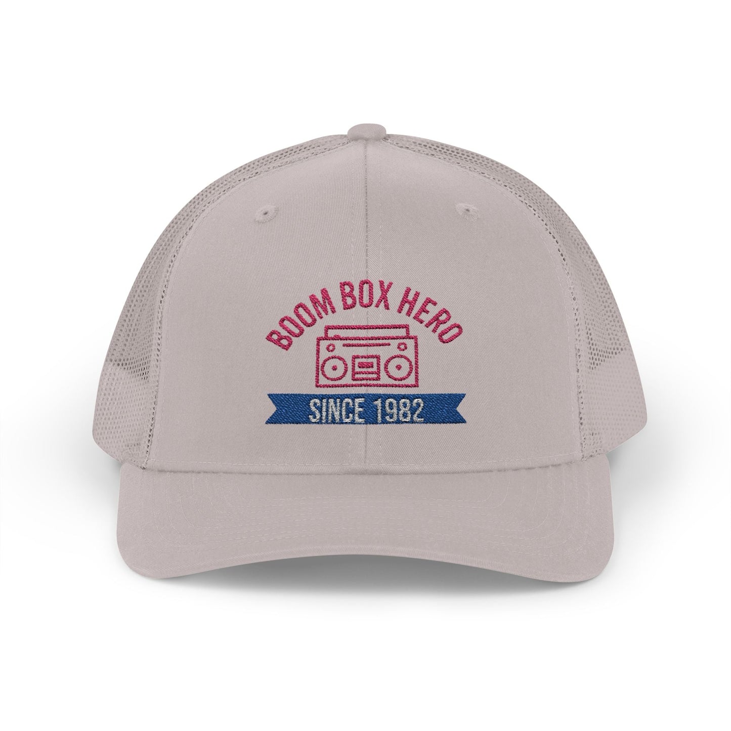 Boom Box Hero Since [Your Year] – Personalized Retro Snapback Trucker Cap – Silver Hats for Casual Accessories (3 view)