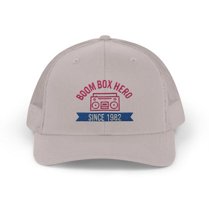 Boom Box Hero Since [Your Year] – Personalized Retro Snapback Trucker Cap – Silver Hats for Casual Accessories (3 view)