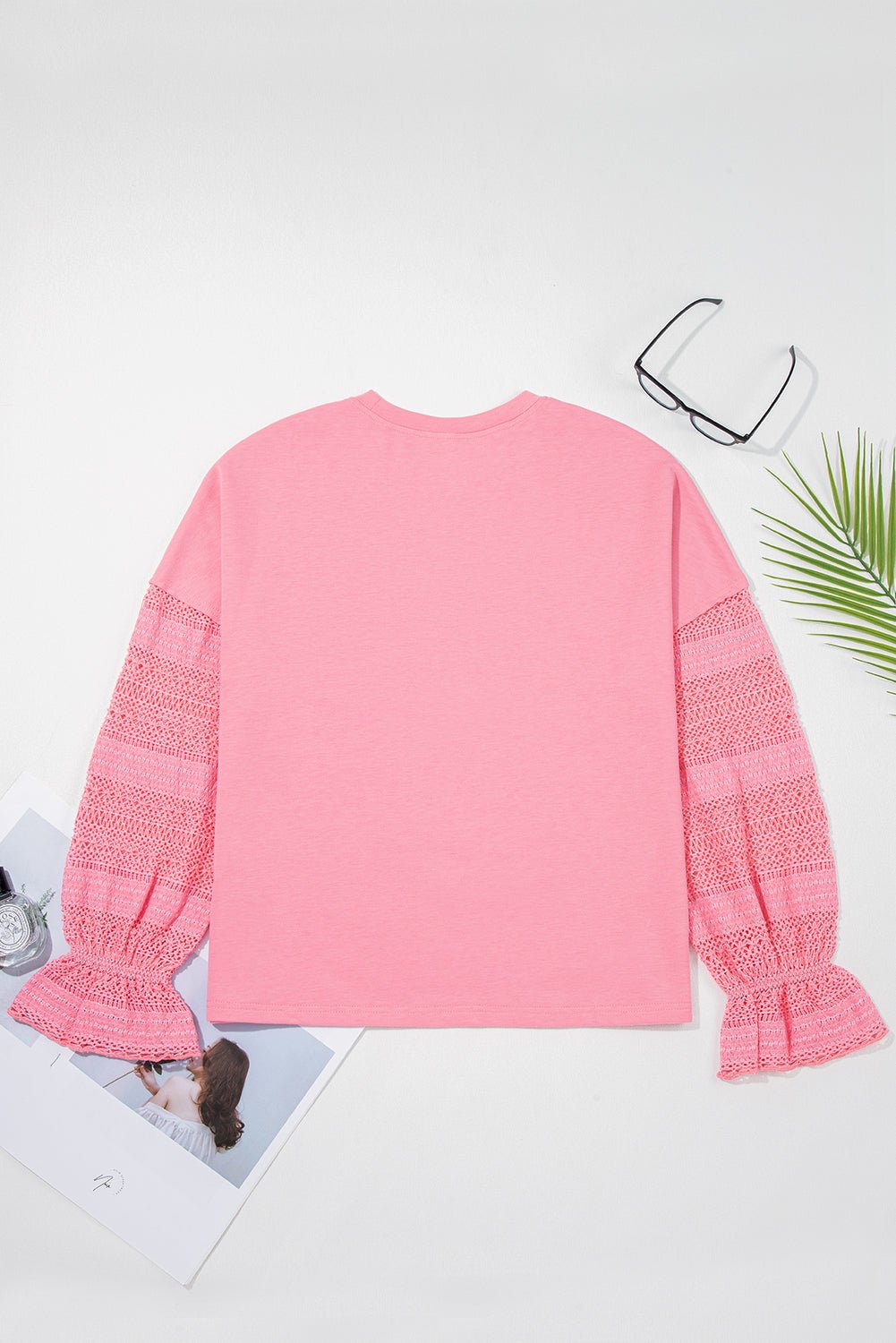 Brielle Lace Ruffled Sleeve Patchwork Loose Sweatshirt – Sachet Pink Tops/Sweatshirts & Hoodies for Shopify Collective (8 view)