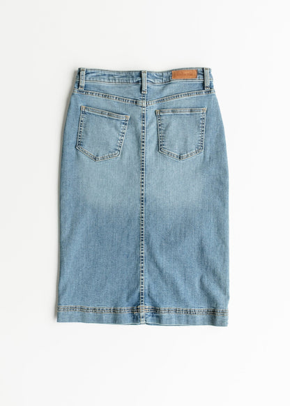 Bryn Light Wash Denim Midi Skirt – 2 IC Skirts for Inherit Co. (11 view)