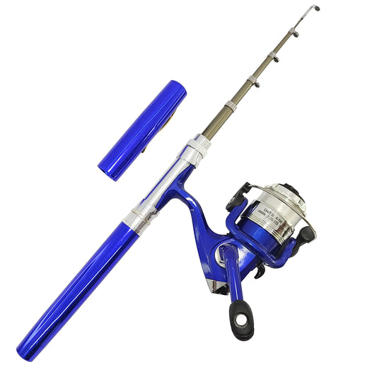 Mini Telescopic Fishing Rod Combo – 38" Pocket Pole with – Blue Fishing Gear by RM Outpost