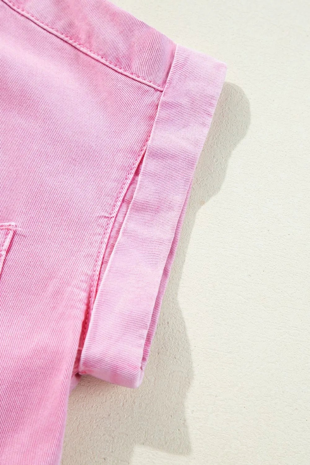 Button Down Short Sleeve Denim Dress – Blush Pink for Shopify Collective (11 view)