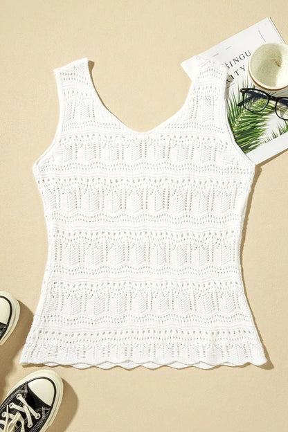 V Neck Textured Hollow - Out Sweater Vest – White for Shopify Collective (6 view)