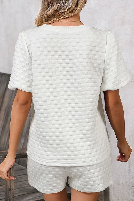 Checkered Texture Top and Shorts Set – White for Shopify Collective (2 view)